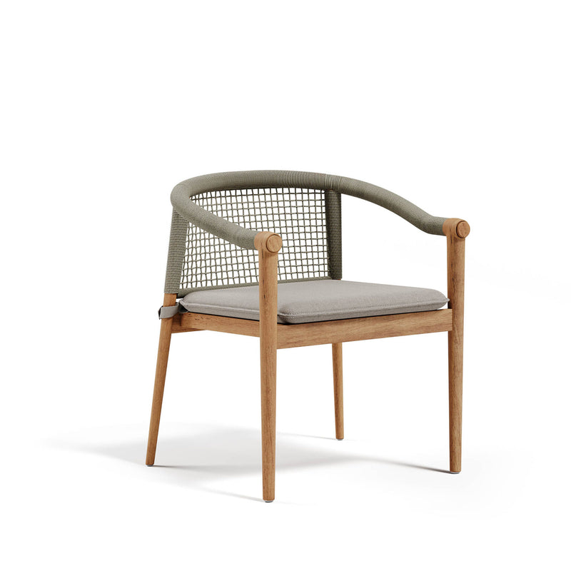  High End Woven Outdoor Chair in Ash Grey | Luxury Teak Dining Chair | Designer Outdoor Seating | Atmosphera Lodge