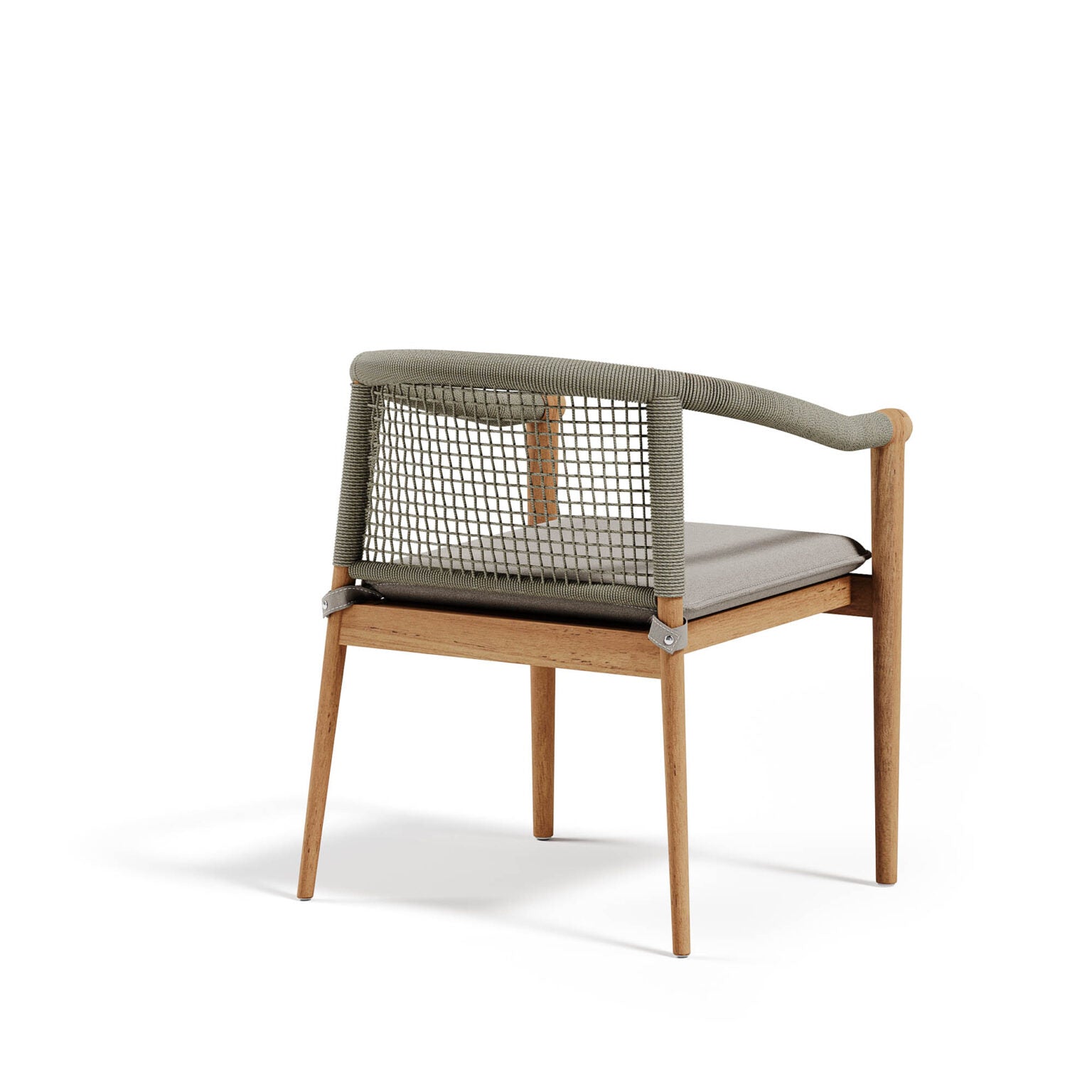  High End Woven Outdoor Chair Back View in Ash Grey | Premium Outdoor Dining Chair | Weather-Resistant Teak Chair | Atmosphera Lodge