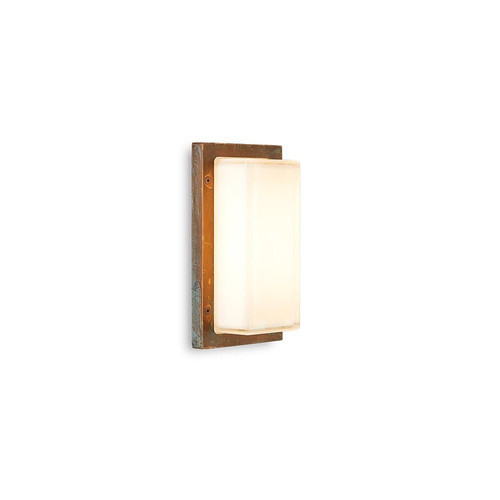 Ice Cubic Rectangular Wall Lamp in Aged Brass | Luxury Outdoor Wall Light | High-End Exterior Lighting | Made in Italy| Moretti Luce |