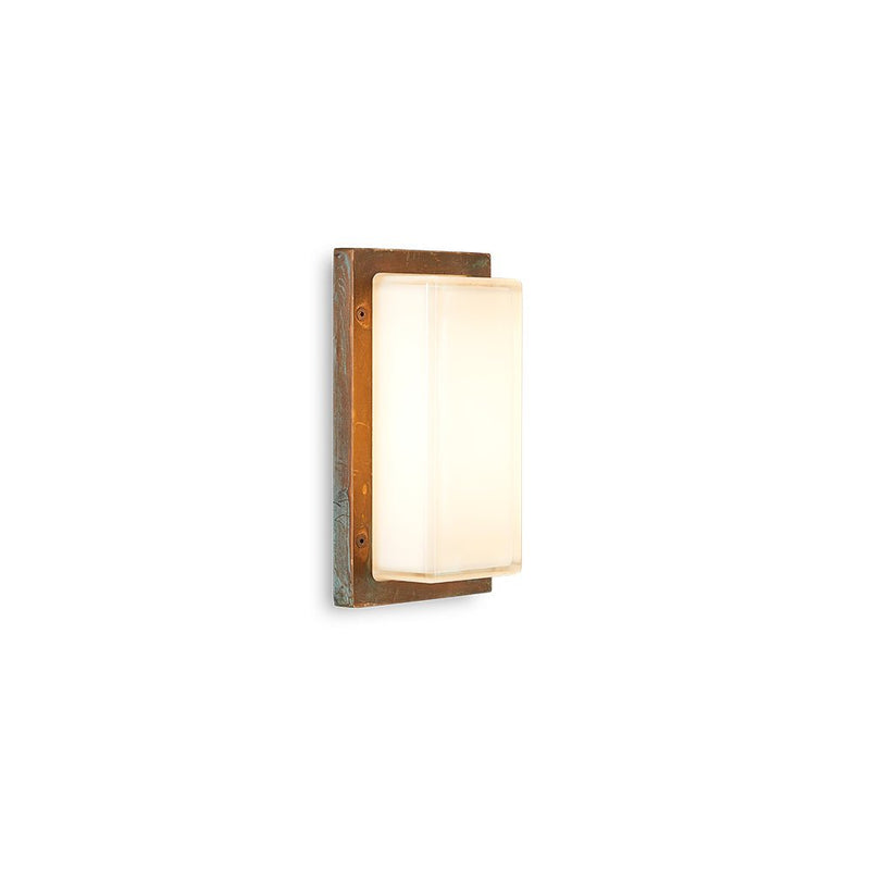 Ice Cubic Rectangular Wall Lamp in Aged Brass | Luxury Outdoor Wall Light | High-End Exterior Lighting | Made in Italy| Moretti Luce |