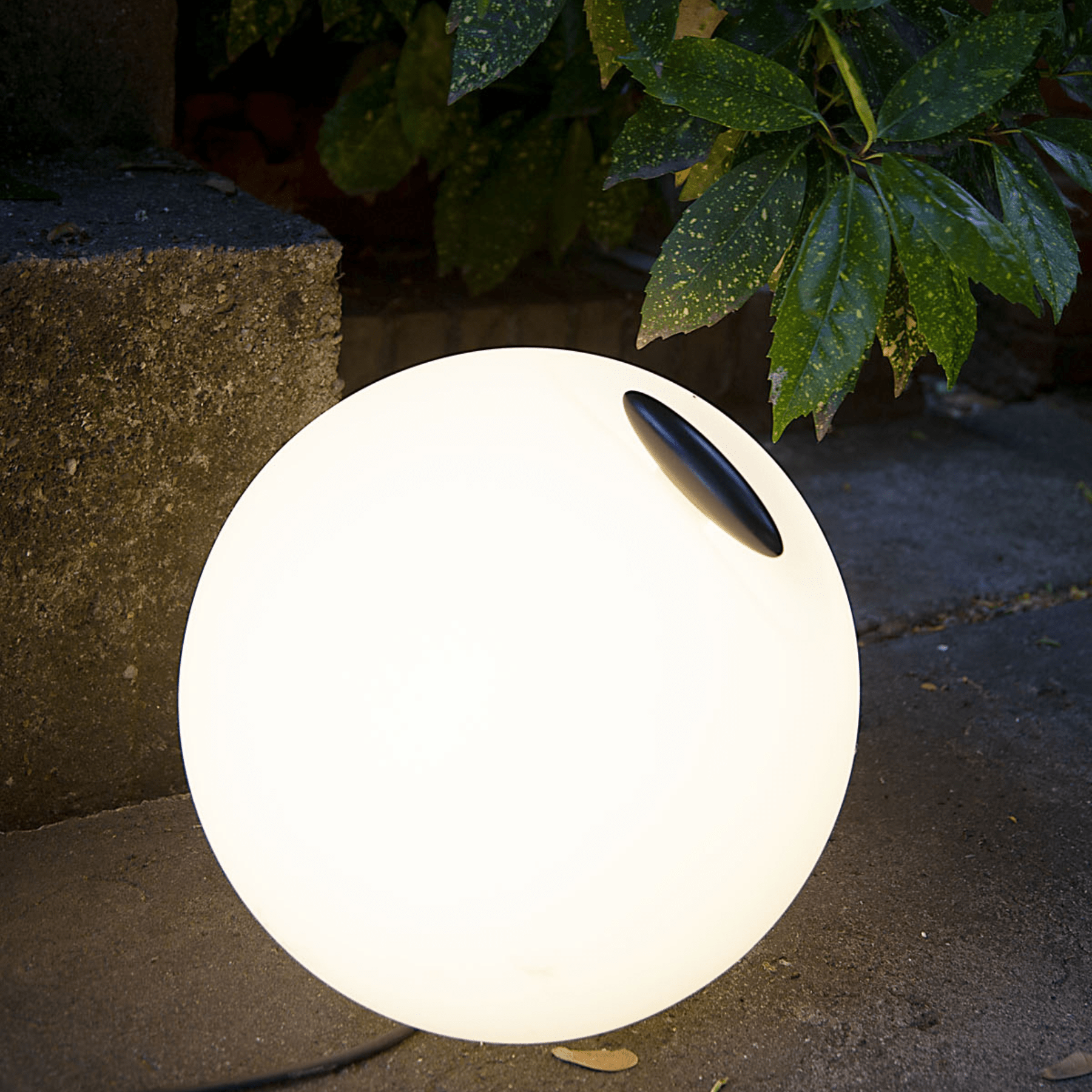 Illuminated outdoor floor lamp with modern design | Elegant glowing garden sphere light | Luxury waterproof outdoor lighting