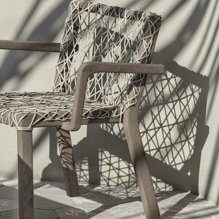 Luxury Outdoor Dining Chair | Handwoven Rope Design | Premium Teak Seating | Ethimo Rafael