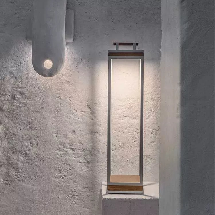 Luxury Minimalist Outdoor Lantern | High-End Teak and Aluminium Garden Light | Elegant Floor Lantern for Outdoor Spaces | Ethimo Carré