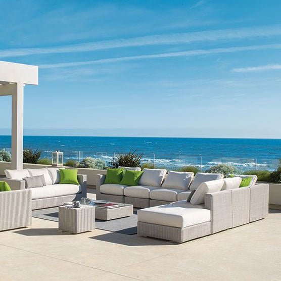 Luxury Outdoor Lounge Set with Woven Coffee Table | High-End Patio Furniture | Elegant Outdoor Seating | Designed and Made in Italy | Ethimo Cube