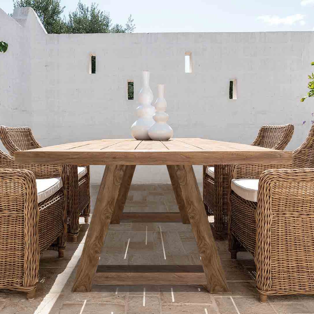 Luxury Outdoor Teak Dining Table | Weather-Resistant Teak Table for Patios & Gardens | Elegant Wooden Dining Table for Outdoor Spaces | Braid Cloe