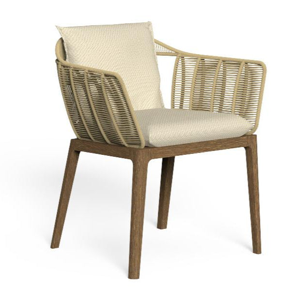 Luxury Teak Dining Chair Twill Beige | Talenti Cruise | High-End Outdoor Chair | Elegant Teak Dining Chair