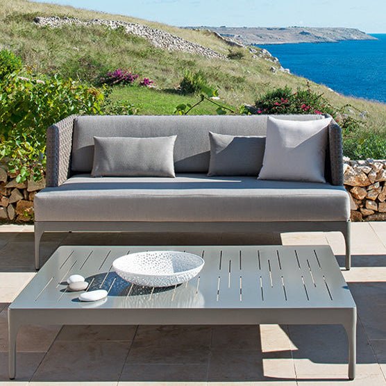 Luxury Woven Grey 3 Seater Sofa | High End Outdoor Seating | Luxurious Woven Outdoor Seating | Ethimo Infinity | Designed and Made in Italy