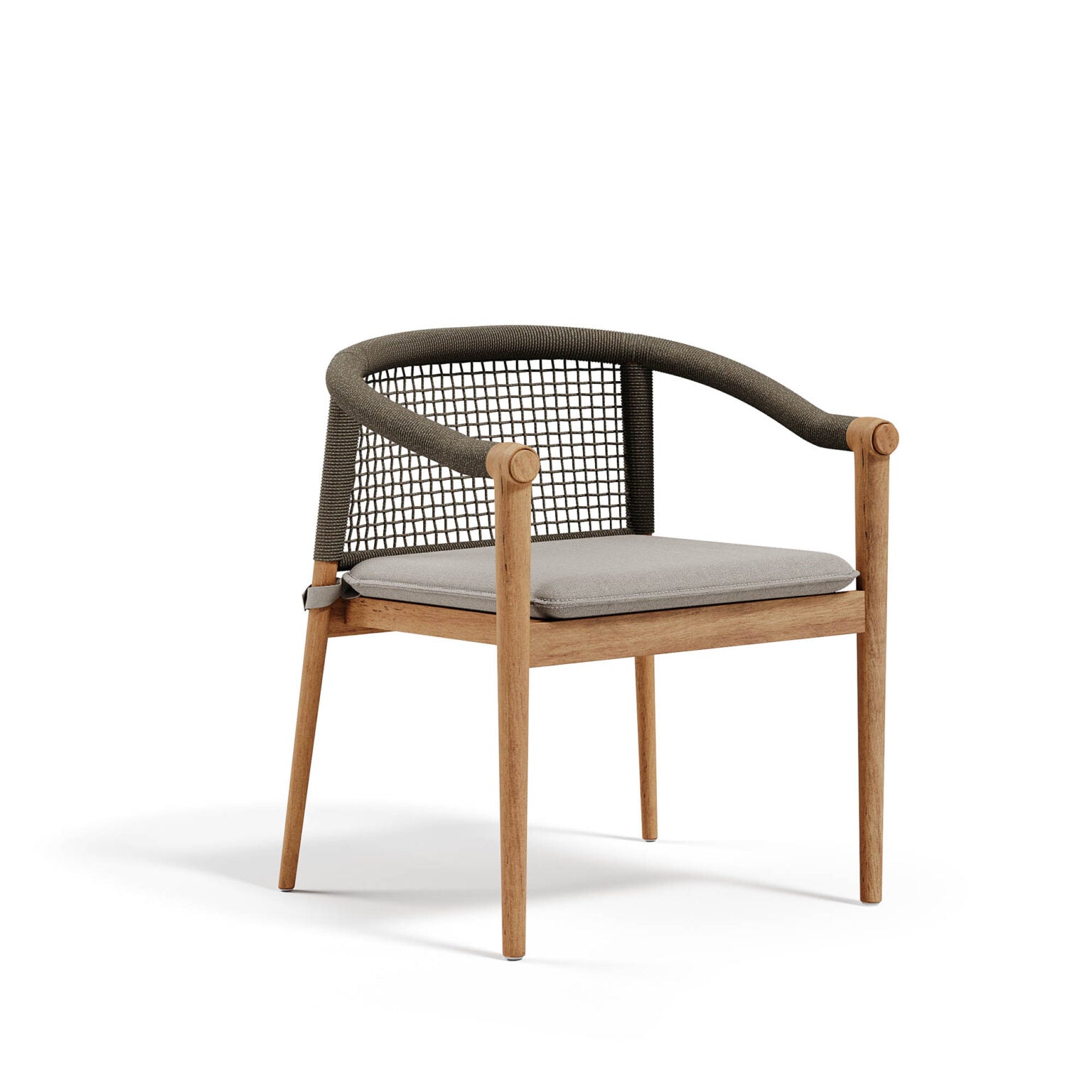  Luxury Woven Outdoor Dining Chair in Sand | High End Teak Garden Chair | Elegant Rope & Teak Furniture | Atmosphera Lodge