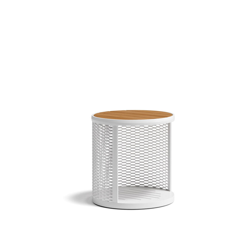 Minimalist Outdoor Side Table | Teak & Aluminium Mesh End Table | Luxury Garden Furniture | Designed and Made in Italy Atmosphera Switch