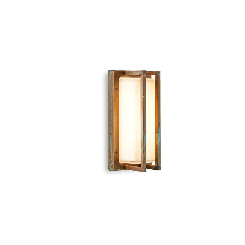 Moretti Luce Ice Cubic Rectangular Wall Lamp in Aged Brass | Premium Outdoor Lighting | High-End Metal Wall Lamp | Italian Craftsmanship