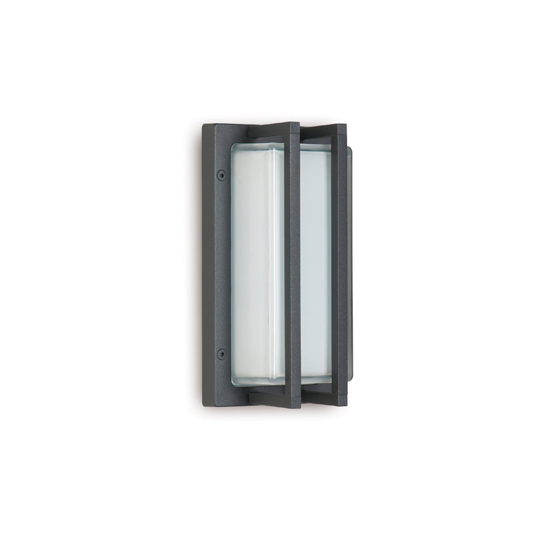 Moretti Luce Ice Cubic Rectangular Wall Lamp in Graphite | Contemporary Outdoor Wall Lamp | Industrial Metal Light | Made in Italy