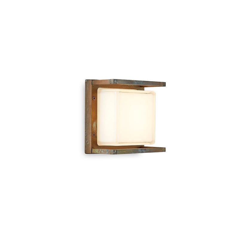 Moretti Luce Industrial Square Wall Lamp – Aged Brass Finish | Premium Outdoor Wall Light | High-End Brass Lighting