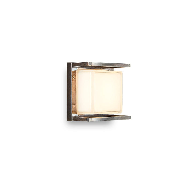 Moretti Luce Industrial Square Wall Lamp – Nickel Brass Finish | Designer Outdoor Wall Sconce | Luxury Wall Light