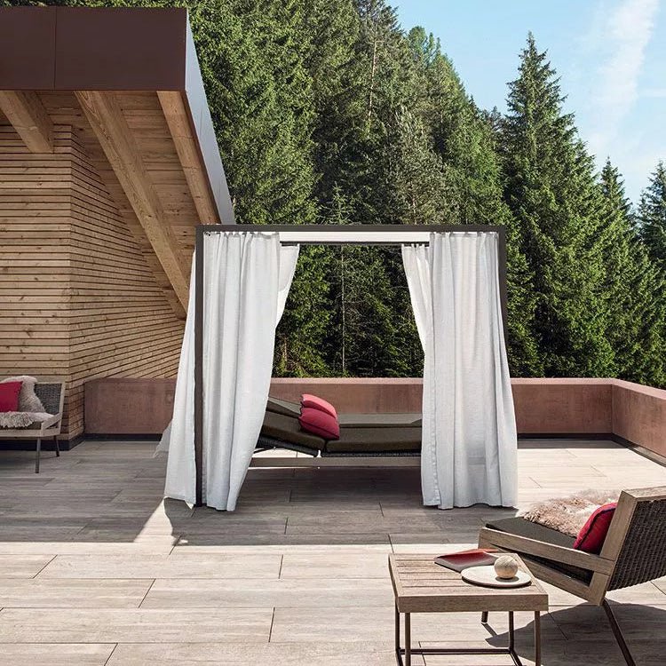 Luxurious Woven Daybed With Curtain | Outdoor Lounge Bed with Canopy | Luxury Woven Outdoor Furniture | Designed and Made in Italy | Ethimo Allaperto Mountain