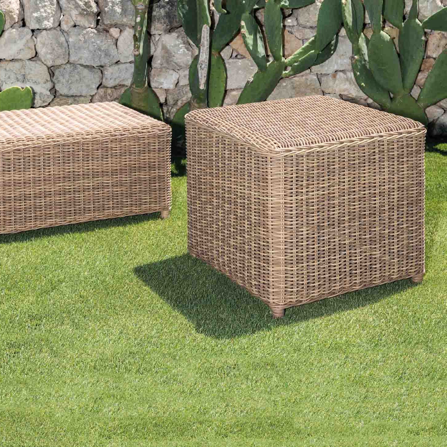 Classic Simple Rattan Outdoor Side Table | Woven Garden Side Table | Luxury Rattan Patio Furniture | Braid Cloe