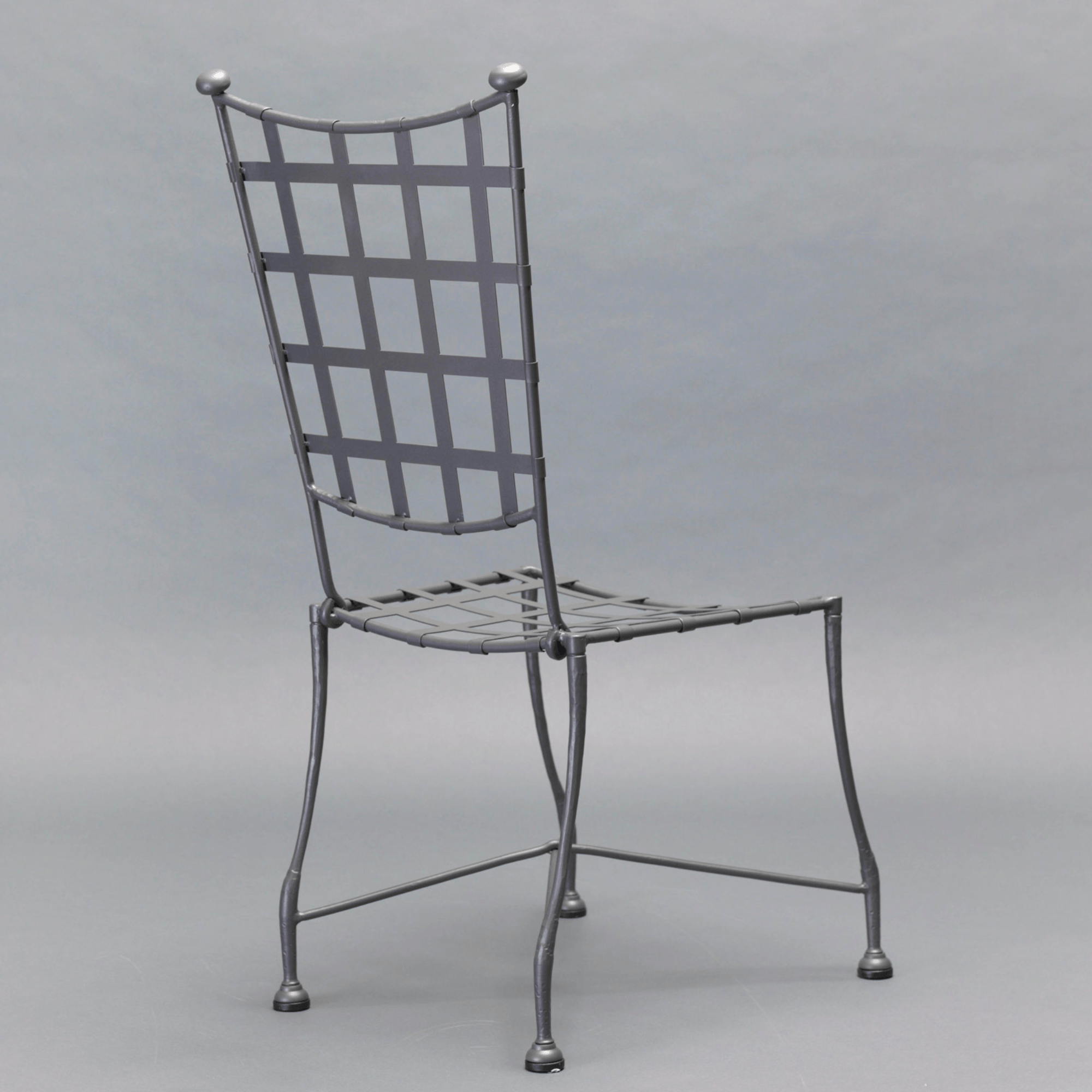 Rear Angle of Classic Design Patio Dining Chair | High-End Metal Outdoor Furniture | Durable Dining Chair for Gardens | Designed and Made in Italy by Officina Ciani, Model INTRECCIO