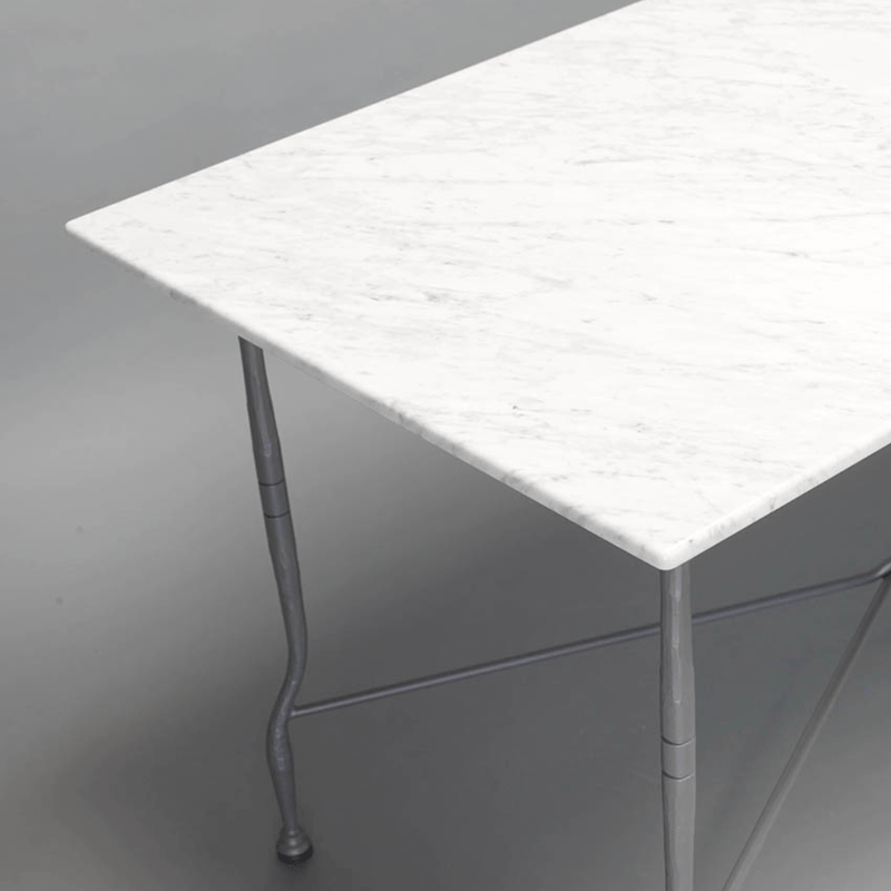 Rectangular Outdoor Dining Table With Marble Top | High-End Outdoor Dining Table | Luxury Metal Dining Table | Officina Ciani | INTRECCIO Collection | Designed and Made in Italy