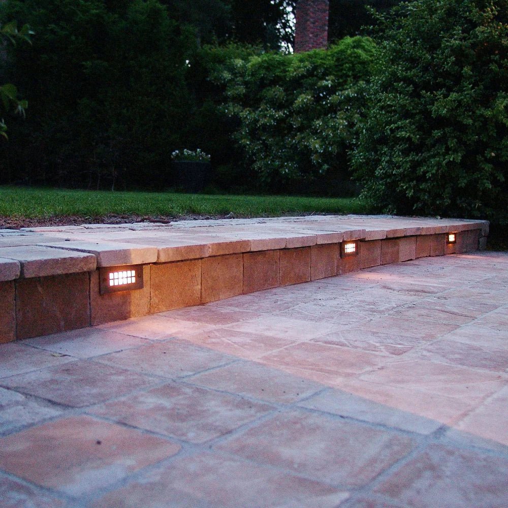 Rectangular Recessed Outdoor Wall Light | Luxury Sleek Inbuilt Outdoor Wall Lighting | Weather-Resistant Modern Wall Light | Bronze Brushed Nickel Chrome Brass | Authentage Grille Lounge