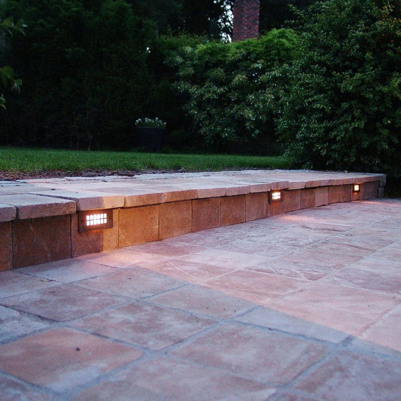 Rectangular Recessed Outdoor Wall Light | Luxury Sleek Inbuilt Outdoor Wall Lighting | Weather-Resistant Modern Wall Light | Bronze Brushed Nickel Chrome Brass | Authentage Grille Lounge