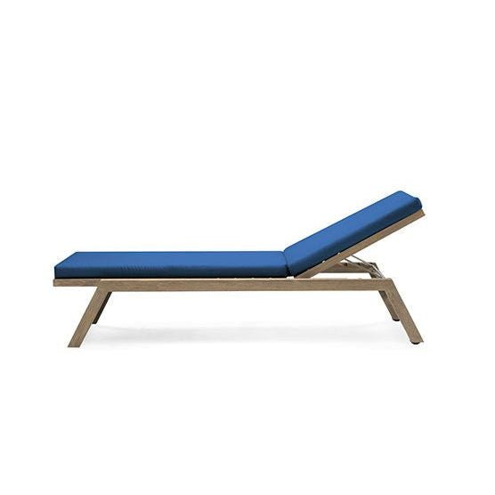 Luxury Blue Cushion Sun Lounger | Italian Teak Outdoor Recliner | Adjustable for Maximum Comfort | Ethimo Costes