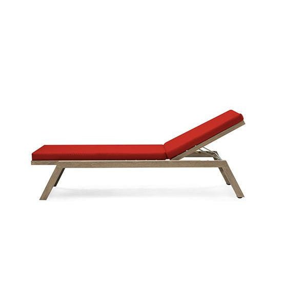 Elegant Red Cushion Teak Sun Lounger | Premium Outdoor Seating for Gardens & Pools | Ethimo Costes