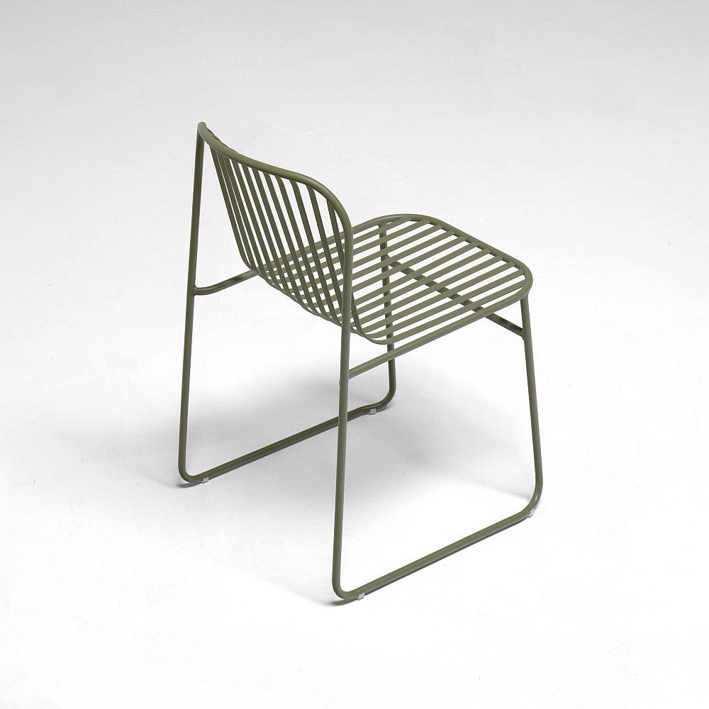 Simple Striped Exterior Dining Chair | Modern Patio Garden Chair
