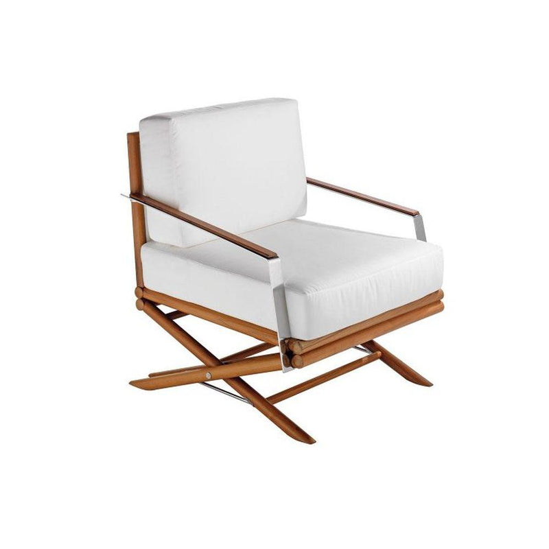 Modern Wooden Frame Garden Amrchair | high end simple outdoor armchair | white black | glossy matt