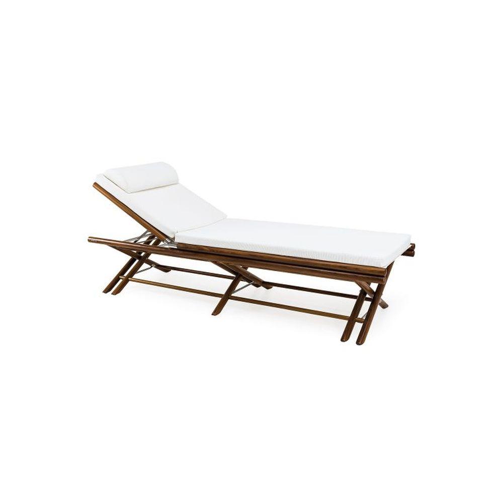 Luxury Simple Wooden Garden Sun Lounger | high end minimal exterior sunbed | white black | glossy matt
