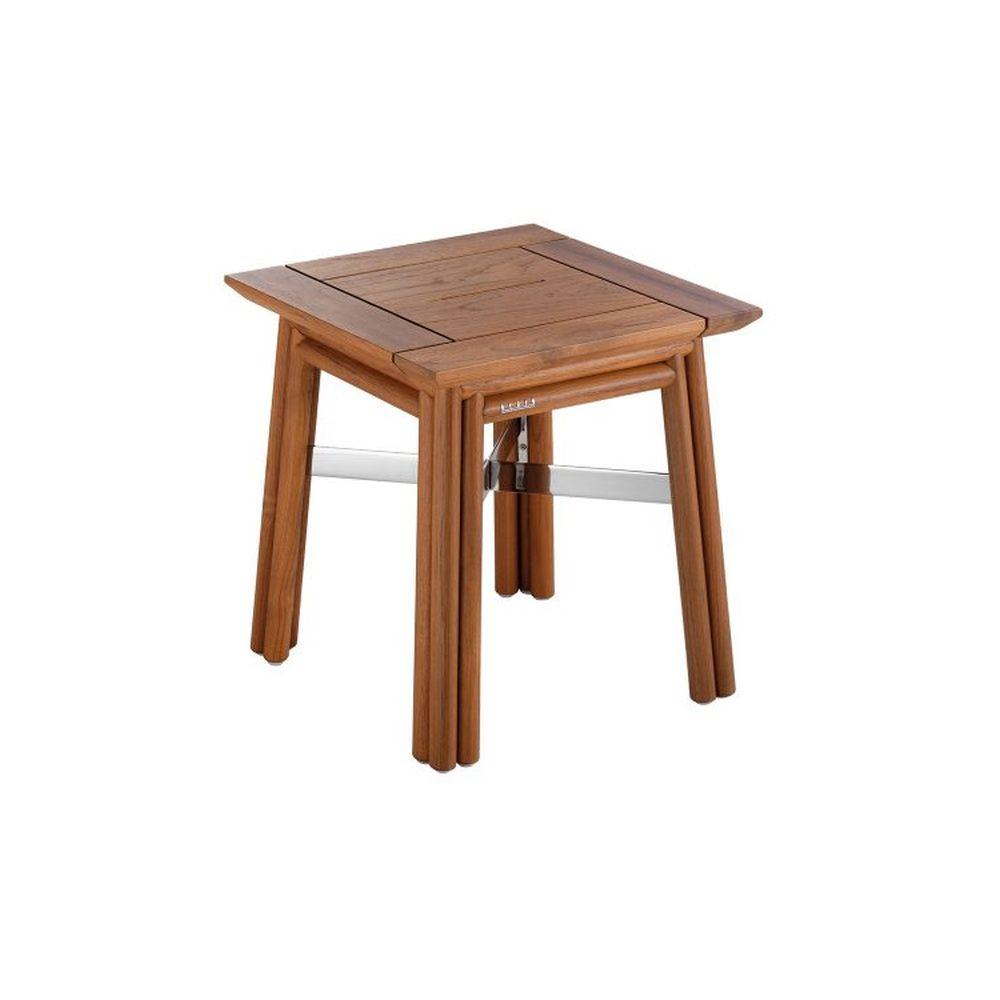 Elegant Minimal Wooden Exterior Side Table | high end minimal outdoor wood table | white black | glossy matt | small medium