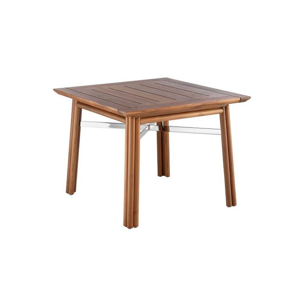Minimal Exterior Wooden Square Dining Table | luxury Italian garden dining table | white black | glossy matt