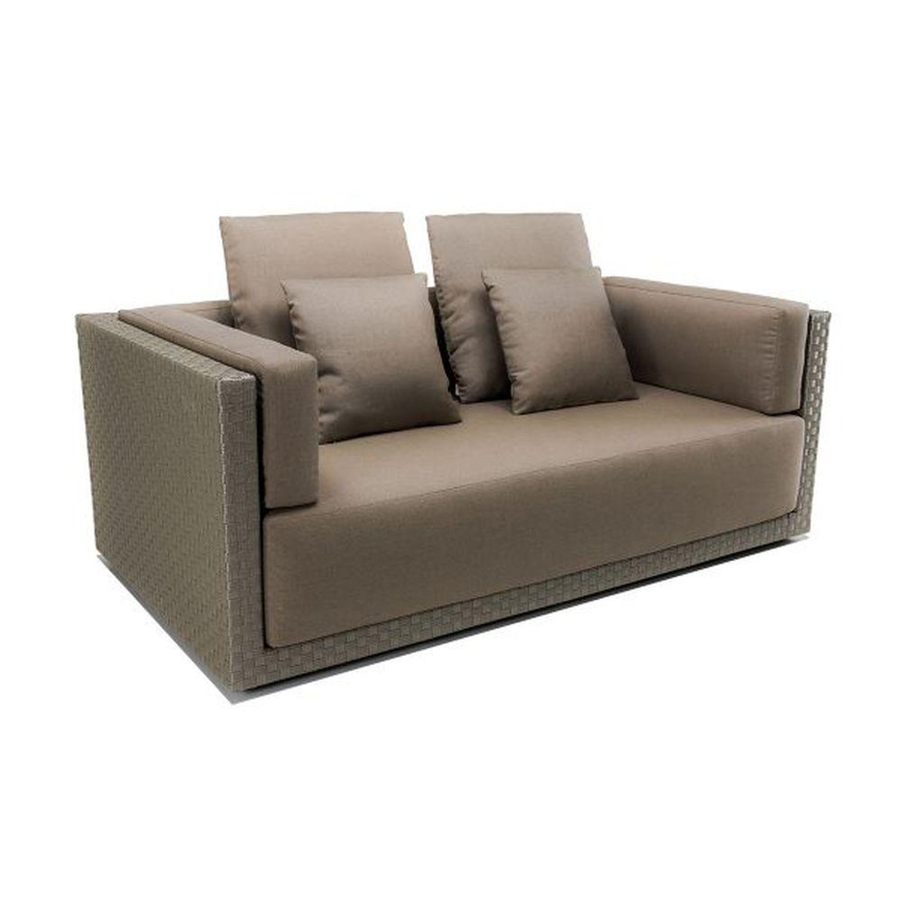 Luxurious Simplistic Rattan Garden Sofa | luxury braid style outdoor 2 seated sofa | aluminium and rattan | silver shimmer