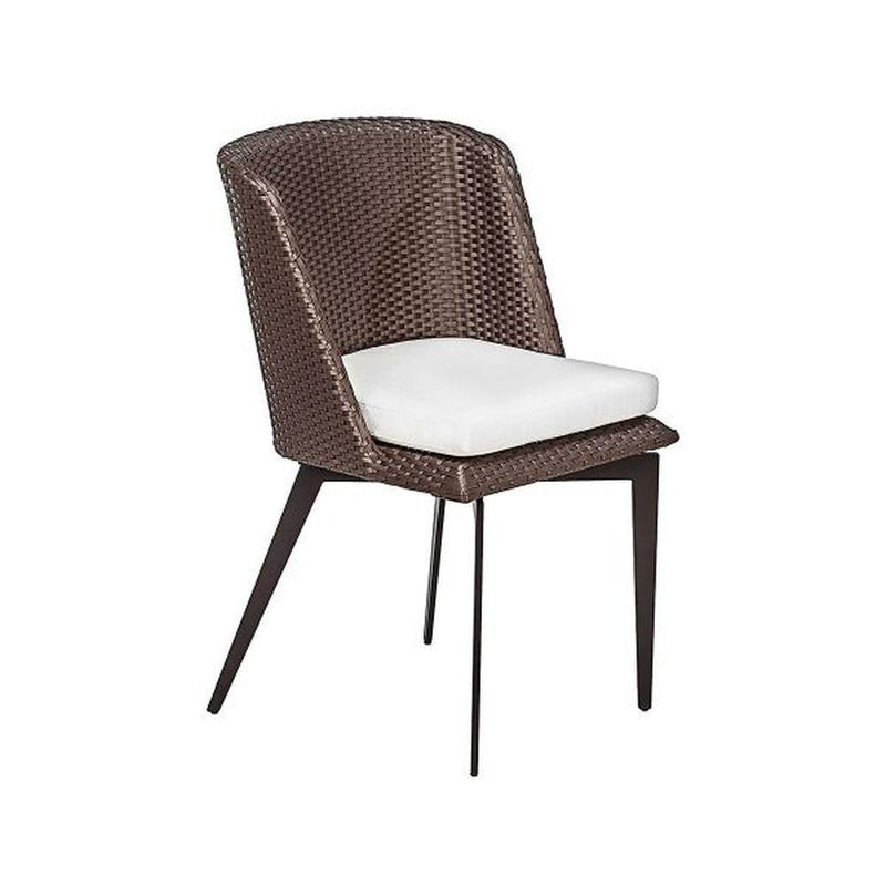 Elegant Aluminium Rattan Dining Chair | high end Italian exterior woven seating | brown taupe