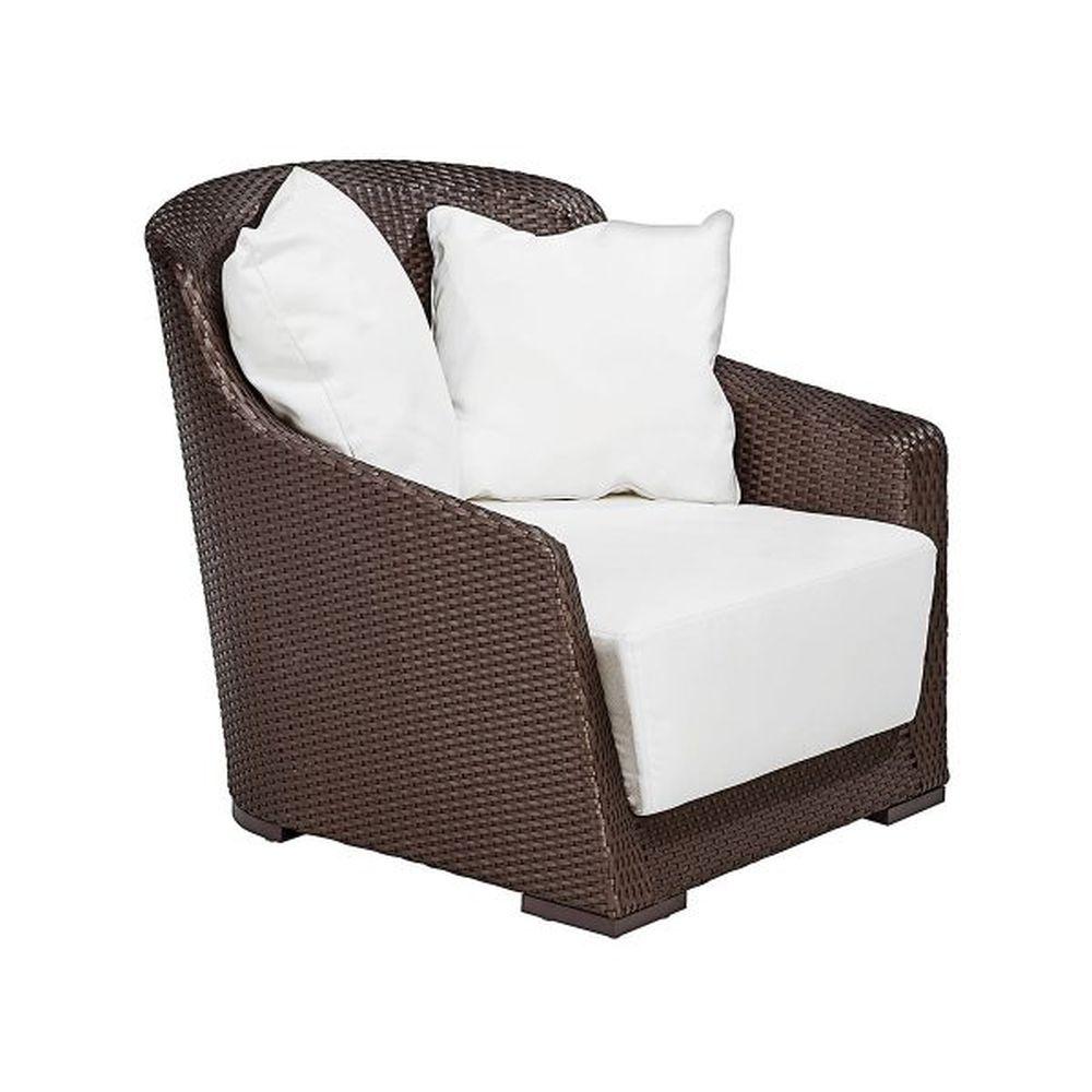 Large Curved Rattan Garden Armchair | luxurious Italian design exterior rattan seating for sale | brown taupe