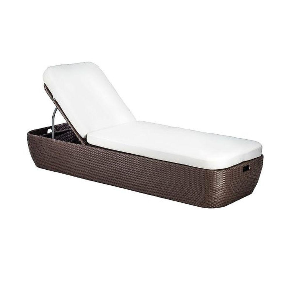 Luxury Simple Brown Rattan Sun Lounger | modern luxury cushioned sunbed for sale | brown taupe