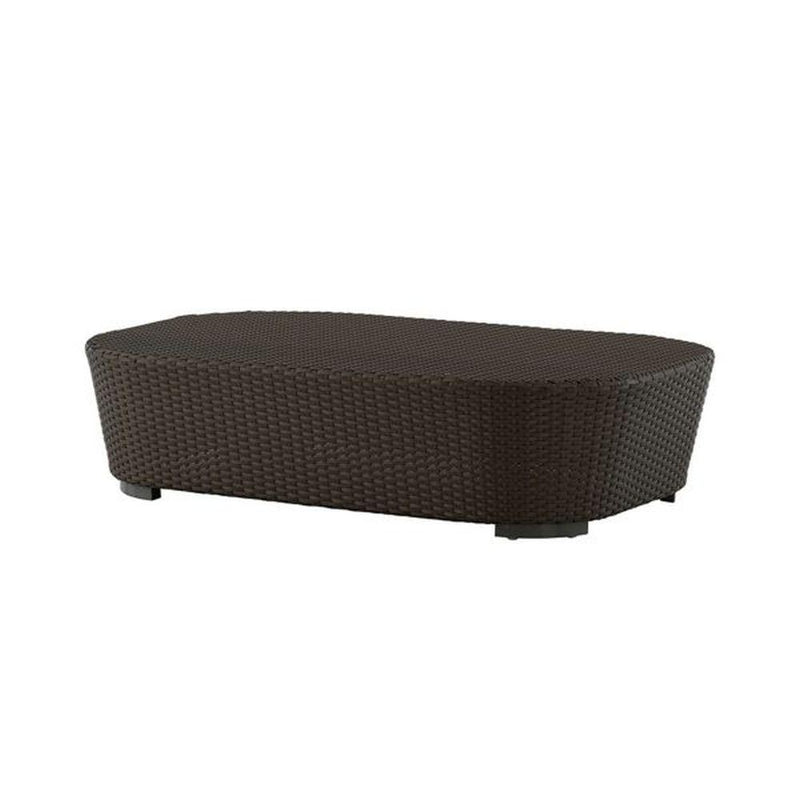 Simple Dark Ourdoor Woven Coffee Table | minimal high end Italian rattan coffee table for sale | brown taupe