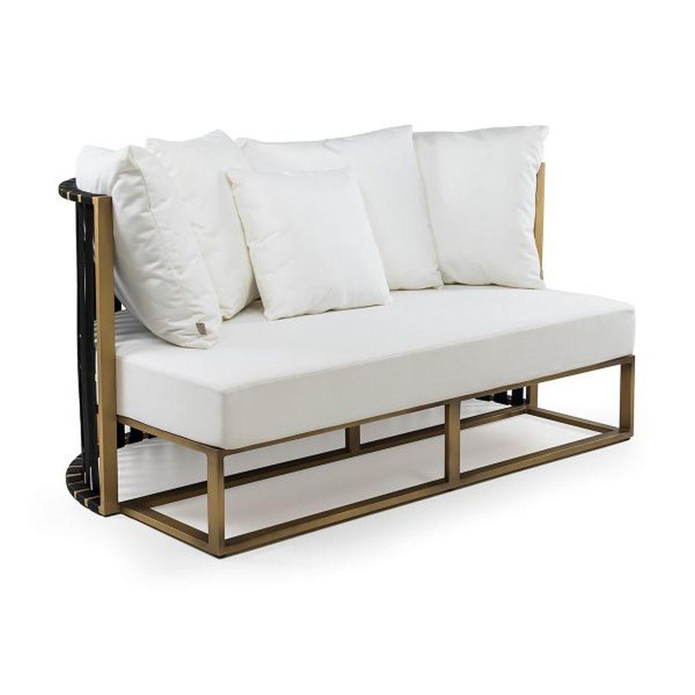 Aluminium Semi-Circular Two Seater Sofa | sleek outdoor rounded cushioned seating | gold black white taupe