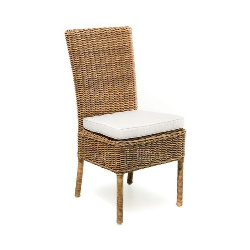 Classic Exterior Rattan Dining Chair | simple natural wood garden seating for sale | white beige