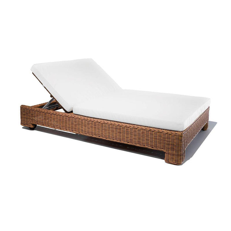 Chic Rattan Double Sunbed | high end exterior two seater woven sun lounger | white beige