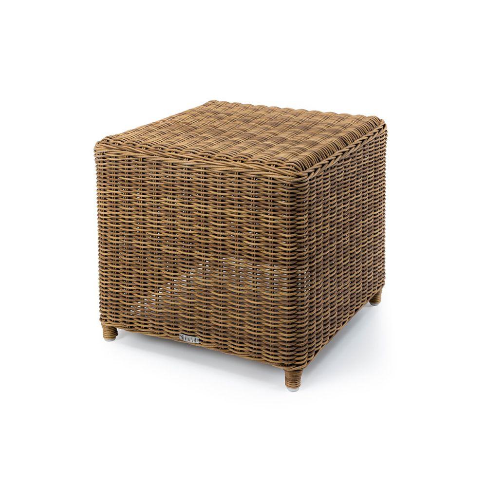 Classic Simple Rattan Outdoor Side Table | chic woven outdoor small side table for sale | white beige