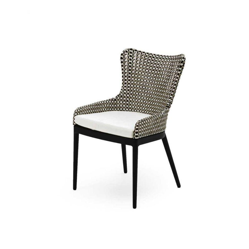 Elegant Woven Grey Dining Chair | modern Italian rattan outdoor dinner armchair | graphite grey
