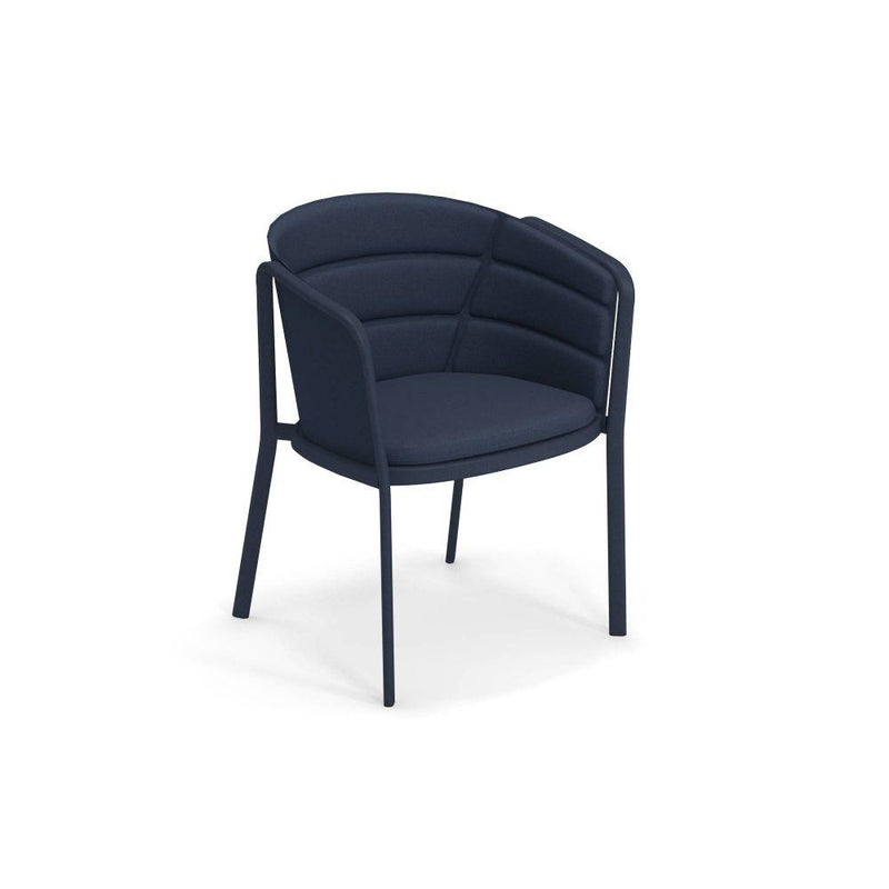 Modern Fabric Lounge Armchair | high end round garden armchair | white brown blue | aluminium