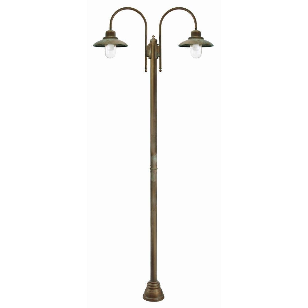 Vintage Metal Outdoor Double-Headed Floor Lamp | luxury Italian brass outdoor double-lamp floor light | caged | e27 led | brass brown