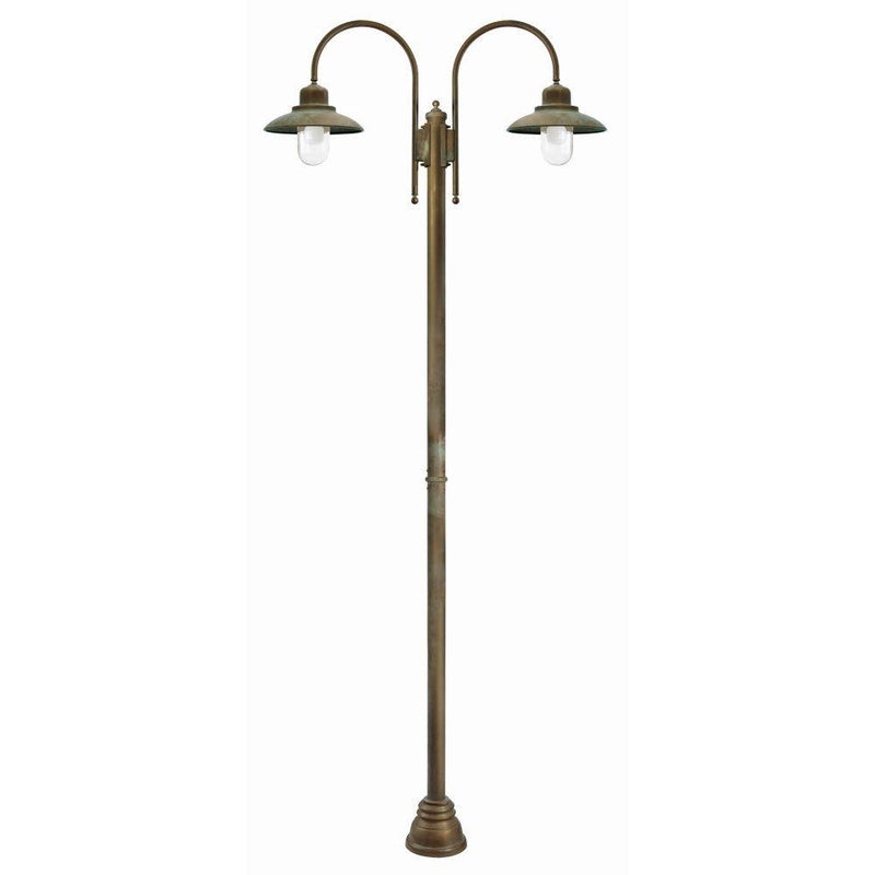 Vintage Metal Outdoor Double-Headed Floor Lamp | luxury Italian brass outdoor double-lamp floor light | caged | e27 led | brass brown