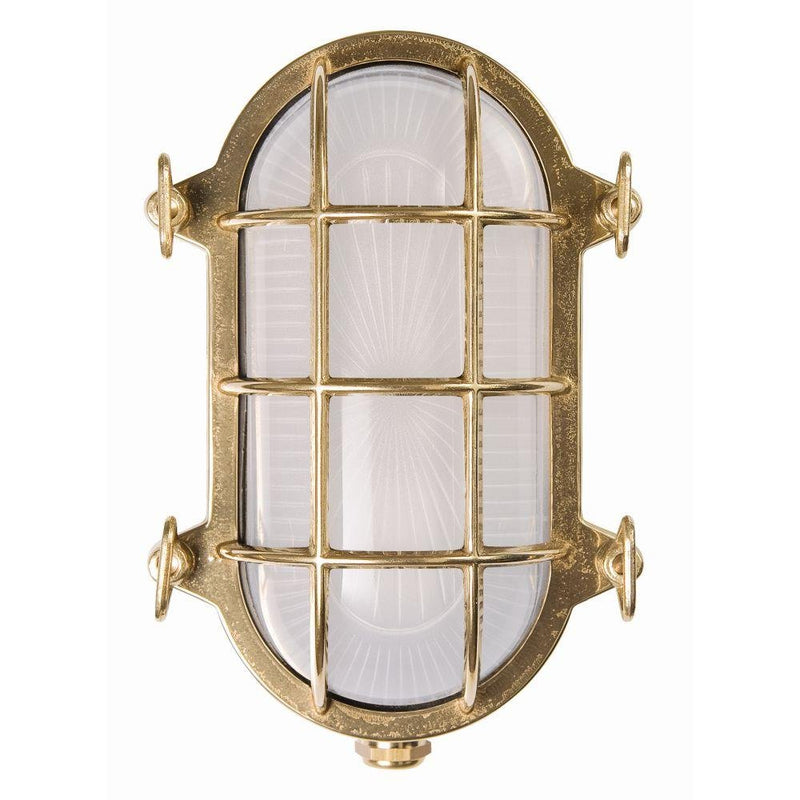 Urban Exterior Brass Caged Wall Sconce | garden luxury wall lights with shiny brass finish | e27