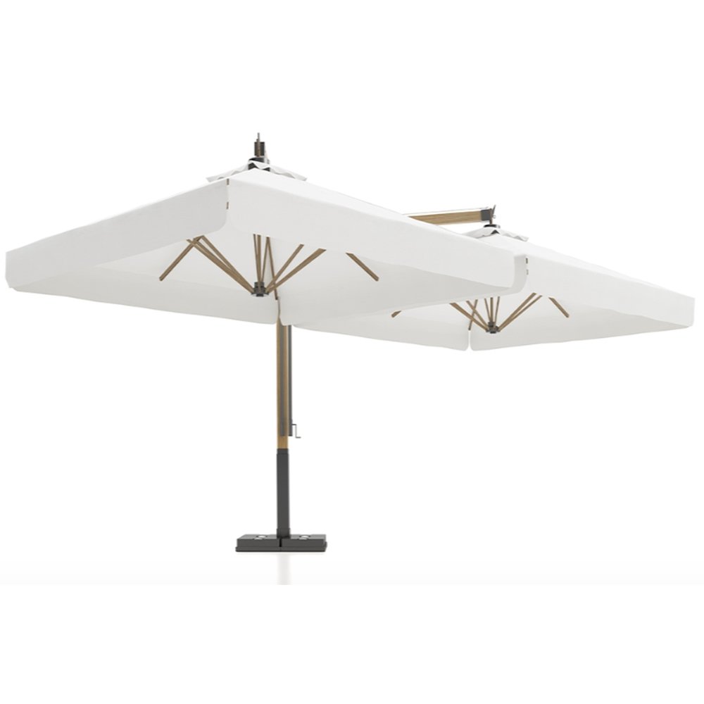 Large Outdoor Double Teak Parasol| Luxury Parasol | Teak Parasol | Modern Commercial Parasol | Luxury Quality