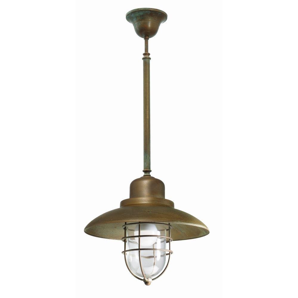 Farmhouse Brass Outdoor Suspended Light IP44 | Moretti Luce 3306 Patio Cage