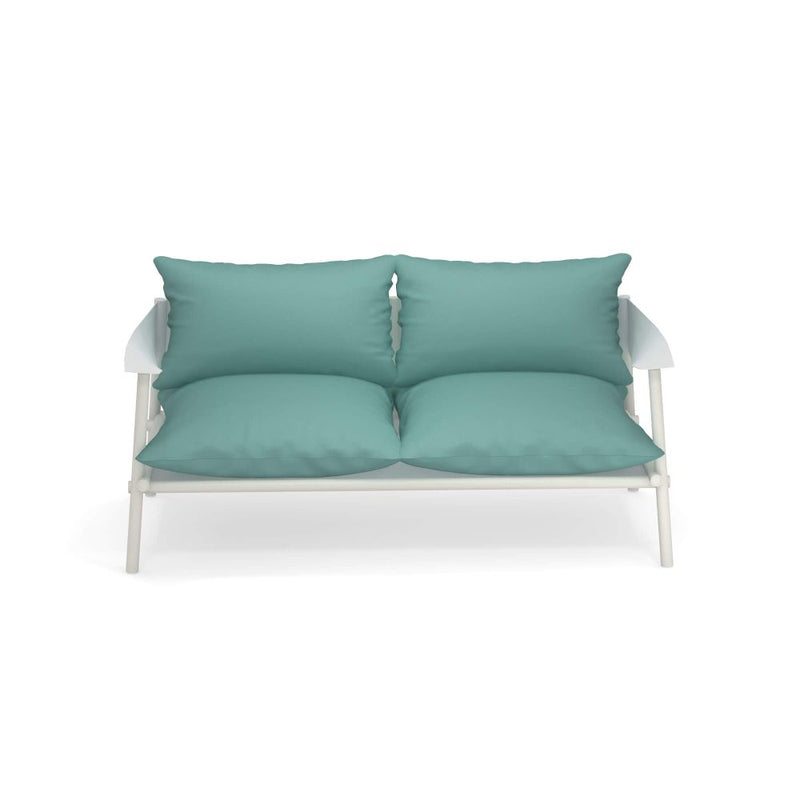 Minimal Modern Two Seater Garden Sofa | luxury comfy metal frame exterior sofa | white black grey beige