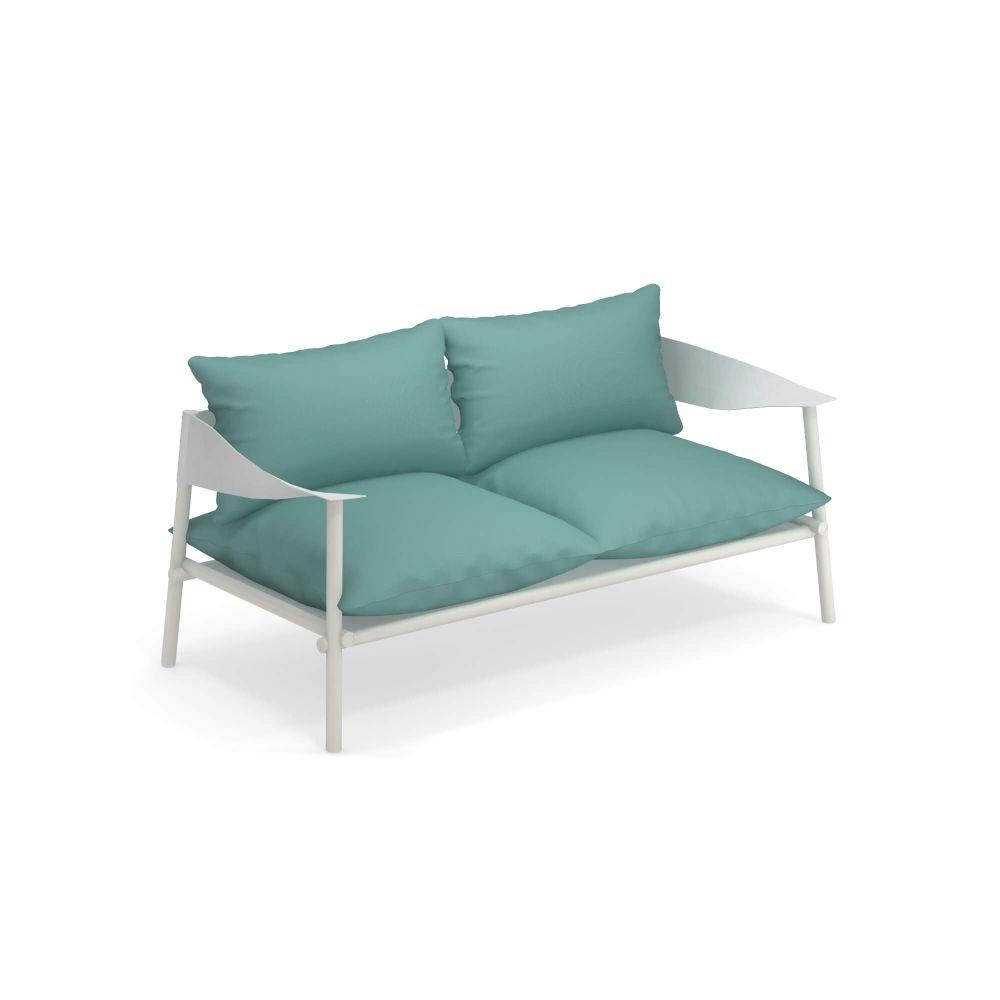 Minimal Modern Two Seater Garden Sofa | luxury comfy metal frame exterior sofa | white black grey beige