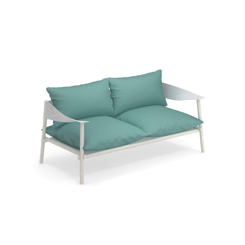 Minimal Modern Two Seater Garden Sofa | luxury comfy metal frame exterior sofa | white black grey beige