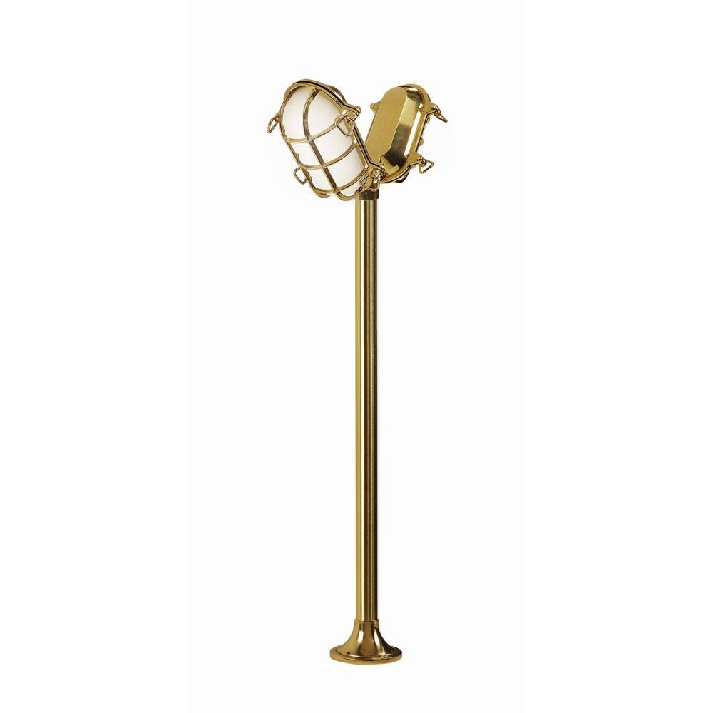 Modern Exterior Double Headed Floor Lamp | exterior luxury floor lamps with brass finish | e27